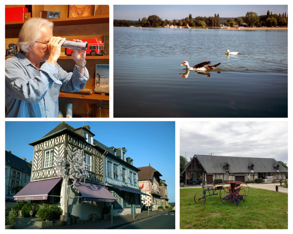 1/ Après la Pluie chez Dominique Nora dernier fabricant artisanal de kaléidoscopes 2/ Lac de Pont L'Evêque 3/ Les maisons à pans de bois de Beaumont-en-Auge 4/ Distillerie de Calvados Christian Drouin @ Naïade Plante et Catherine Gary.