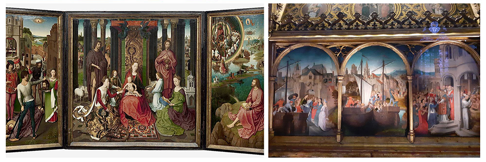 1/Le triptyque de Jean le Baptiste et Jean l’Évangéliste de Memling ©Musea Brugge Dominique Provost 2/ La châsse de Sainte Odile de Memling © Catherine Gary