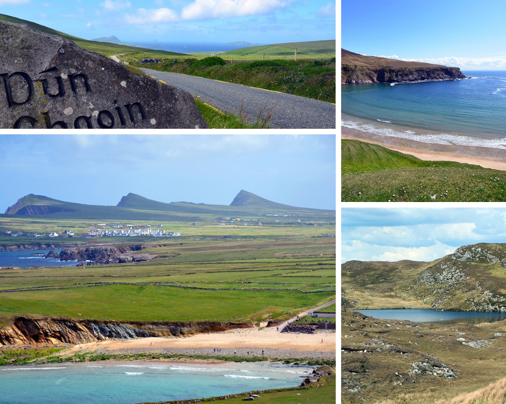 Le Wild Atlantic Way permet de découvrir des paysages spectaculaires, la richesse de la culture et la sympathie des autochtones, ici autour de la péninsule de Dingle, avec au loin excroissances rocheuses des Three Sisters © David Raynal